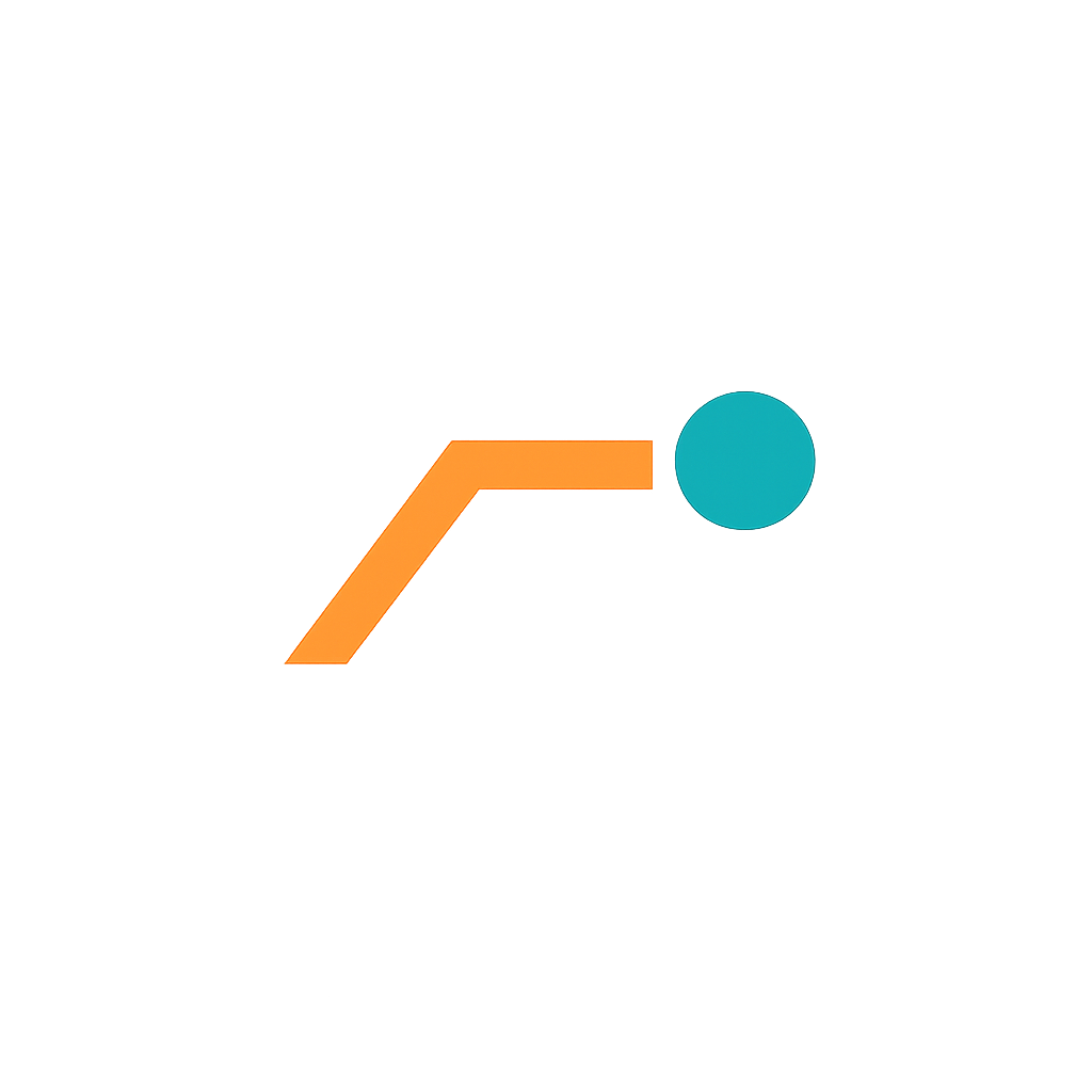 Abstract amber and teal pathway symbol